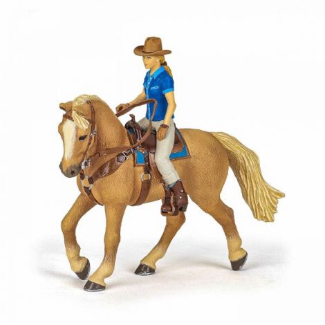Papo Figurina Set Cowgirl (vacarita) Pe Cal Usa - imagine 8